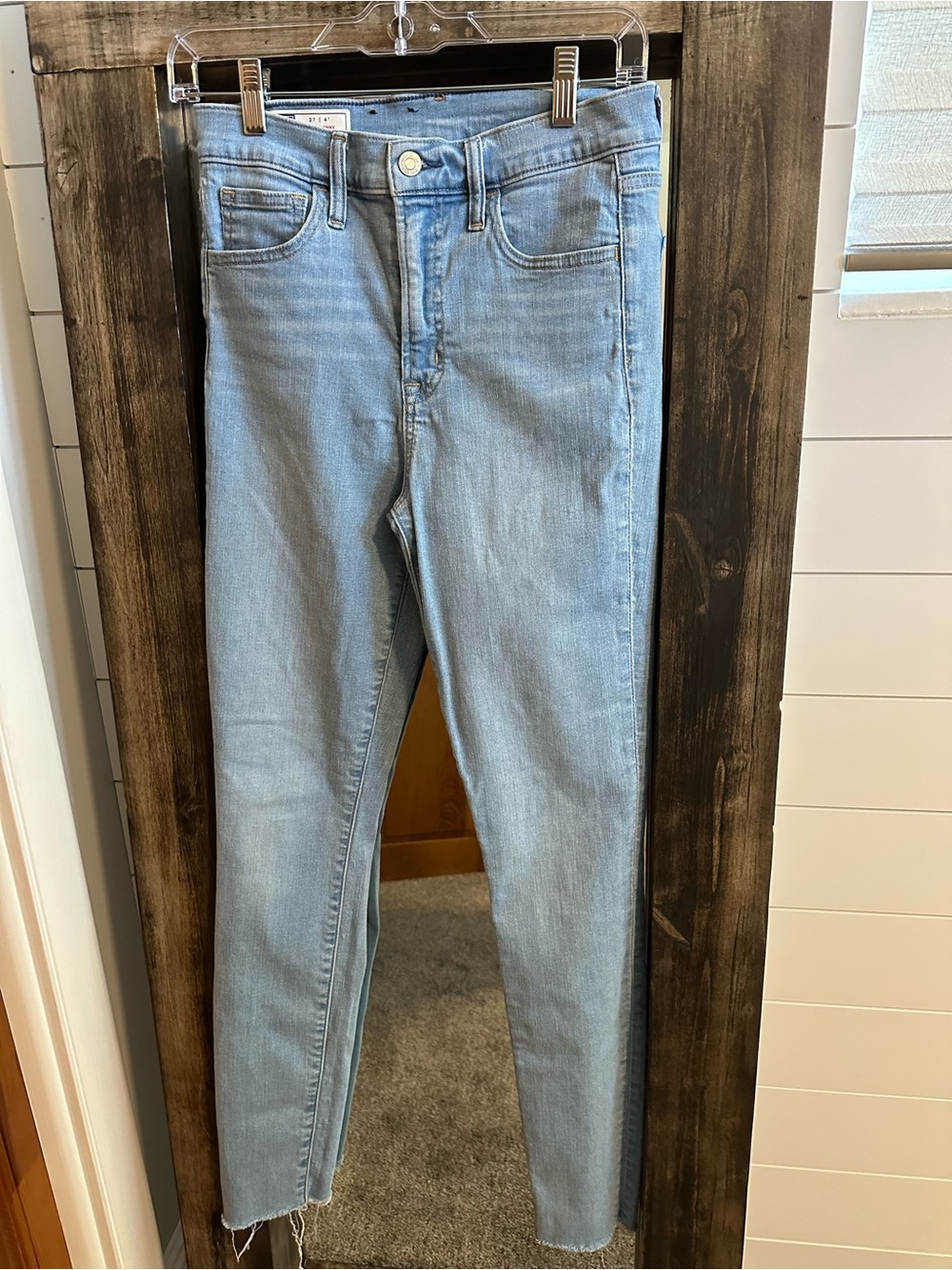 Gap True Skinny High Rise Jeans Light Wash Raw Hem Women’s Size 27 Tall Y2K